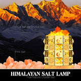 Himalayan Salt Lamp, Natural Salt Lamp Salt Crystal Chunks in Acrylic Diamond Cylinder with Wood