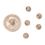 NBEADS 10pcs 8mm Brass Clear Gemstones Cubic Zirconia CZ Stones Pave Micro Setting Disco Ball Spacer Beads, Round Bracelet Connector Charms Beads for Jewelry Making