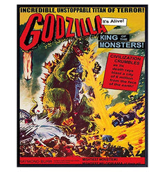 Godzilla - 8x10 Vintage Hollywood Horror Movie Poster Wall Art Print - Creepy Classic Scary Movie Home Decor Picture for Man Cave, Boys Bedroom, Teens Room - Gift for Men