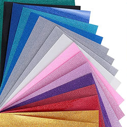 Magical 12"x10" HTV Glitter Heat Transfer Vinyl, Sheets-18 Color Bundle Pack of Multicolour, Iron On T-Shirt Transfer Sheets - Best HTV for Silhouette Cameo, Heat Press