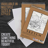 US Art Supply 11"x17" Artist Sketch Tote Board Bundled with U.S. Art Supply 9" x 12" Premium Spiral Bound Sketch Pad, (Pack of 2 Pads) Each Pad has 100-Sheets, 60 Pound (100gsm) (Pack of 2 Pads)
