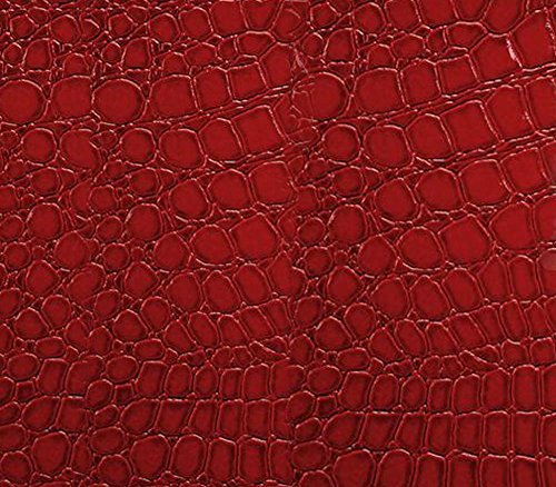 Vinyl Fabric Crocodile RED Fake Leather Upholstery / 54" Wide / Sold by the Yard