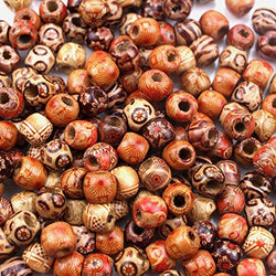 100 Pieces Natural Painted Wood Beads Round Loose Dreadlock Beads Bulk Lots Ball For Jewelry Making