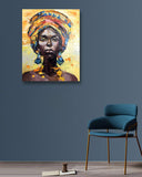 Faicai Art African American Woman Art Black Art Handmade Textured Oil Paintings Canvas Wall Art for Living Room Bedroom Abstract Africa Pictures Art Work Wooden Framed, African Life 24"x36"