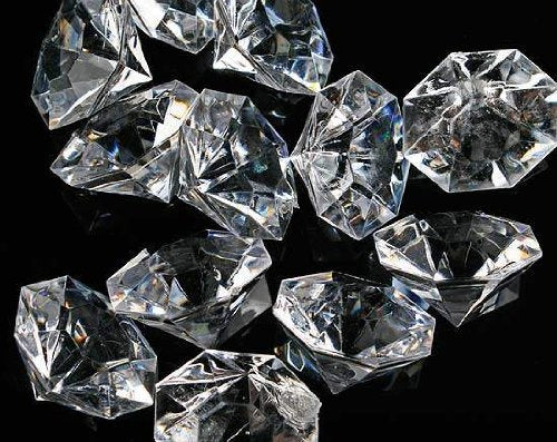 Pkg of 24 Clear 25 Carat Acrylic Diamonds with Super Big Bling - Vase Fillers or Wedding Bridal