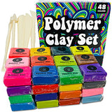 Polymer Clay Set 48 Colors Modeling Clay Sculpting and Oven Bake Kit Baking and Molding