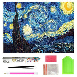 OWAY Full Drill 5D Diamond Painting 20X16 inch, Paint by Number Kits Starry Night Diamond Painting Kits for Home Wall Decor