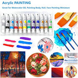 Acrylic Paint Set, Hofom Painting Supplies kit-12 x 12ml Tubes, 4 Art Brushes, 1 Palette, Rich Pigments Colors, Non-Toxic & Quick Dry, Perfect Christmas or Birther Day Gifts for Kids Beginner 12 Pack