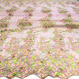 Floral Farina Lace Sequins Embroidered Beaded Scallop Fabric for Dresses 48/49’’ BTY All Colors