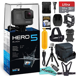 GoPro HERO5 Black + 32GB Memory Card & Card Reader + Case + Chest Strap Mount + Flexible Tripod +