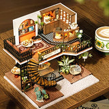 SPILAY DIY Miniature Dollhouse Wooden Furniture Kit,Handmade Mini Modern Villa Model with Dust Cover and Music Box,1:24 Scale Creative Doll House Toys Best Birthday Gift for Friend Adult Lover