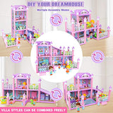 Dreamhouse Dollhouse Building Playset Includes 4 Dolls, Furniture, Accessories, DIY Deluxe Cottage with Bedroom, Kitchen, Bathroom Dreamy Princess House Pretend Toy Gift for Toddler Girls 3+ (152 PCS)