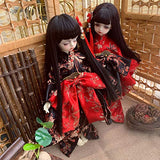 HMANE BJD Dolls Clothes 1/3, Red Printing Kimono Japanese Clothes Outfit Clothes Set for 1/3 BJD Dolls (No Doll)