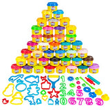 KIDDY DOUGH 40 Pack of Birthday Party Favors Bulk Dough & Clay Pack - Includes Molded Animal Shaped Lids + 40 Shapes & Numbers Dough Tools - Holiday Edition - (1oz Tubs - 40oz Total)