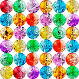 Crackle Beads Lampwork Glass Double Color Crystal Acrylic Round Spacer Crack Bead 200pcs Multicolor 12mm Handcrafted DIY for Beading Bracelet Jewelry Making (12mm, Double Color Multicolor)