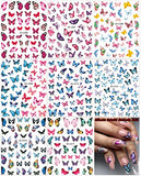 8Pcs Butterfly Nail Art Stickers Decals,3D Butterfly Nail Stickers for Nail Art,3D Self-Adhesive Nail Supplies Colorful Butterflies Wings Designer Nail Sticker for Women DIY Nails Designs Decoration