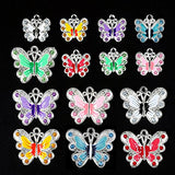 RUBYCA Silver Plated Butterfly Enamel Charm Beads Pendants for Jewelry Making DIY 56pcs Mix