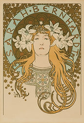 Sarah Bernhardt - La Plume Vintage Poster (artist: Mucha, Alphonse) France c. 1896 (9x12 Art Print, Wall Decor Travel Poster)