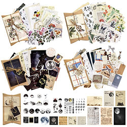 150 Pieces Vintage Scrapbooking Stickers DIY Journaling Scrapbook Adhesive Washi Paper Stamp Stickers Antique Retro Natural Collection Stickers Diary Journal Embellishment Supplies (Style-2)