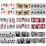 Halloween Nail Stickers Day of The Dead Nail Art Accessories Decals 25 Sheets Ghost Skull Eye Clown Hulk Water Transfer Nail Art Stickers for Halloween Party Supply Fingernails Toenails Decorations
