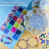 kinearcharms 4724pcs Clay Beads Kit,Flat Round Heishi Beads,Fruit Handmade Polymer Clay Beads,5 Sets A-Z Letter Beads 12 Various Beads Charms kit for DIY Bracelet Jewelry Making kit