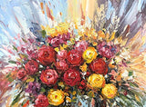 Tiancheng Art, 24x36 inch Modern Flower Art 100% Hand-Painted Oil Painting Bouquet Wall Display Acrylic Canvas Art Living Room Bedroom Kitchen Bathroom Hanging Decorations