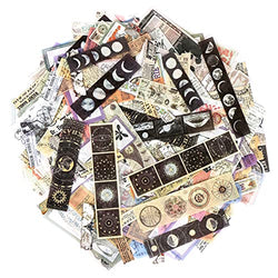 HOMICO 260 Pieces Vintage Astronomy Scrapbook Washi Stickers Set Decorative Planet Galaxy Moon Space Plants Antique Maps Planner Sticker for Scrapbooking Bullet Journal Travel Diary DIY Crafts