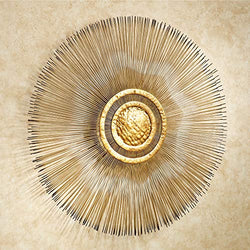 Touch of Class Scintillating Captivating Sunburst Round Metal Wall Sculpture - Gold - Handcrafted Steel Decoration - Metallic Sculptures for Bedroom, Living Room - Dimensional Art