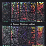 10 Sheets Snowflake Nail Foil Transfer Sticker - 3D Holographic Laser Winter Nail Art Stickers Decals Snowflake Flower Xmas Elk Christmas Foils Transfer DIY Manicure Nail Decorations for Women Girls