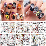 1500pcs Halloween Nail Art Stickers Decals, Kalolary Self-Adhesive DIY Nail Decals Sticker for Halloween Party, Pumpkin/Witch/Bat/Ghost/Skull Nail Decorations