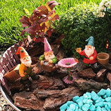 Mood Lab Miniature Gardening Gnomes Set of 4 pcs - 3,1"-3,7" Height Gnome Figurines & Accessories - Kit for Outdoor or House Decor