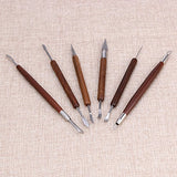 Whitelotous 6 PCs Wood Handle DIY Pottery Clay Wax Sculpting Carving Fimo Modelling Hobby Tools Set