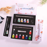 Glass Calligraphy Set - Dip Pen Set with Fluorescent Ink & Light