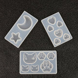 3 Pcs Star Moon/Cat Footprint/Love Heart Jewelry Silicone Mold with Hole for Polymer Clay, Crafting, Resin Epoxy, Pendant Earrings Making, DIY Mobile Phone Decoration Tools 010168/010169/010170