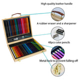 Colored Pencils Artist 48 Set Portable Art Wood Case with Pencil Sharpener and Rubber,Art Coloring Drawing for Adult Coloring Book,Sketch,Crafting Projects - Gift Box (A48)