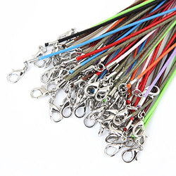 50Pcs Assorted Color 18" inch Braided Imitation Leather Necklace Cord with Lobster Clasp 2"