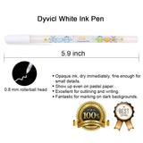 Dyvicl White Ink Pens - 12-Piece Fine Point Tip White Gel Pens for Black Paper Drawing, Illustration, Rocks Painting, Adult Coloring, Sketching Pens for Artists and Beginner Painters