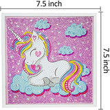 Unicorn 5D Diamond Painting for Kids with Wooden Frame,Unicorn Diamond Arts and Crafts Sets for Boys & Girls, Wooden Frame & Stand with Diamonds Painting Tools,7.5''x7.5''