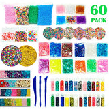 RockTown Toys Slime Supplies Kit Stuff - 60 PCS Foam Beads & Balls, Glitter, Fruit Slices, | Add Ins for Slime & Floam | Supply Kit for Slime Parties | Fun & Educational for Boys & Girls