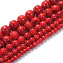 Natural Stone Beads 12mm Red Turquoise Gemstone Round Loose Beads Crystal Energy Stone Healing Power for Jewelry Making DIY,1 Strand 15"