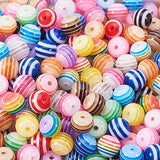 PandaHall Elite 450 Pcs 8mm Acrylic Resin Bead Round Stripe Pebbles Beads for Jewelry Making