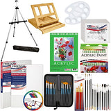 US Art Supply 72-Piece Deluxe Acrylic Painting Set with, Aluminum Floor Easel, Wood Drawer Table