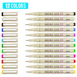 [12 Colors] 0.5 mm Micro-Pen Fineliner Pen Set Ink Pens, Super Fine Point Liner Pen,Multi-Liner, Sketching, Anime,Artist Illustrating Drawing,Technical Drawing,Office Documents