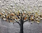 Yotree Paintings, 24x48 Inch Paintings Oil Hand Painting Silver-Gray Tree Painting 3D Hand-Painted On Canvas Abstract Artwork Art Wood Inside Framed Hanging Wall Decoration Abstract Painting