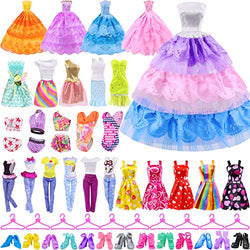 Ecore Fun 41 PCS Doll Clothes and Accessories 5 Dresses 5 Fashion Skirts 5 Mini Dresses 3 Fashion Clothes Sets 3 Swimsuits 10 Hangers 10 Shoes Fashion Casual Outfits Set Perfect for 11.5 inch Dolls