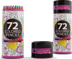 ARTISTO 72 Colored Pencils Set, Premium Artist Soft Series Lead with Vibrant Colors, Perfect for Coloring, Drawing Art, Sketching & Shading, Pencils for Beginners and Artists in Carton Tube