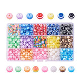 PandaHall Elite 450 Pcs 8mm Acrylic Resin Bead Round Stripe Pebbles Beads for Jewelry Making