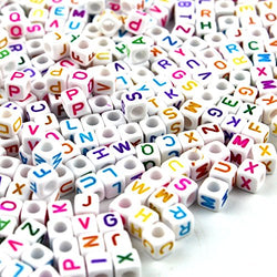 500PCS Size 12mm Acrylic Alphabet Letter"A-Z" Cube Beads for Jewelry Making, Bracelets,