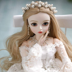 alivoda Bjd Dolls, Bridal Wedding Dress Manual Makeup Simulation Ball Jointed Doll DIY Toys Creative Gift Best Gift for Girls (Crown)