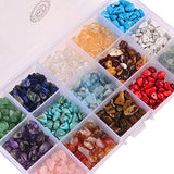 PLTbeads Natural Chips Stone Irregular 7-8mm Gemstone Beads 15 Multicolor With Box Set Value Pack